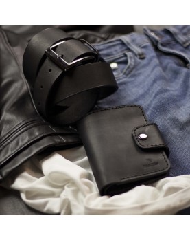 Мужской кожаный кошелек и ремень в наборе SMART Light