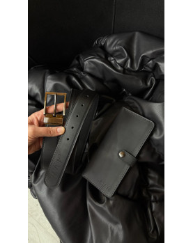 Мужской подарочный набор ELEGANCE PRO Ремень 3,5/120 sm и Longer Black