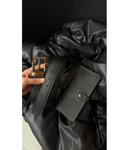 Мужской подарочный набор ELEGANCE PRO Ремень 3,5/120 sm и Longer Black